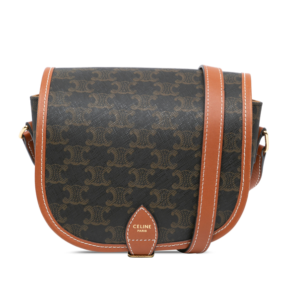 Pre-Loved Celine Medium Triomphe Coated Canvas Folco Crossbody - Picture 1 of 8